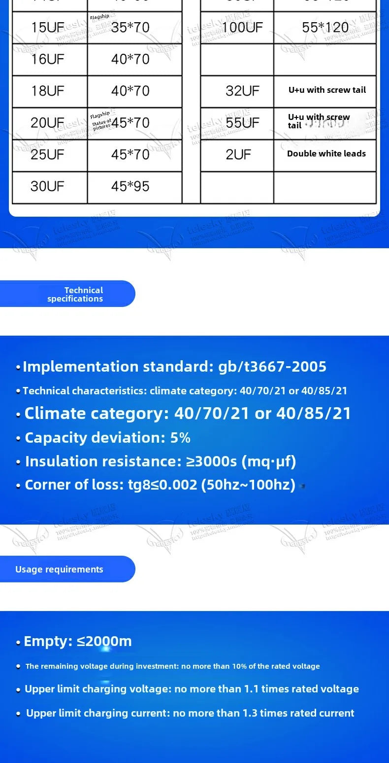 CBB60 Capacitor 450V AC Motor Run Capacitors 3/4/5/6/8/10/12/14/15/16/18/20/30/35/40/50/60/70UF for Washing Machine, Water Pump