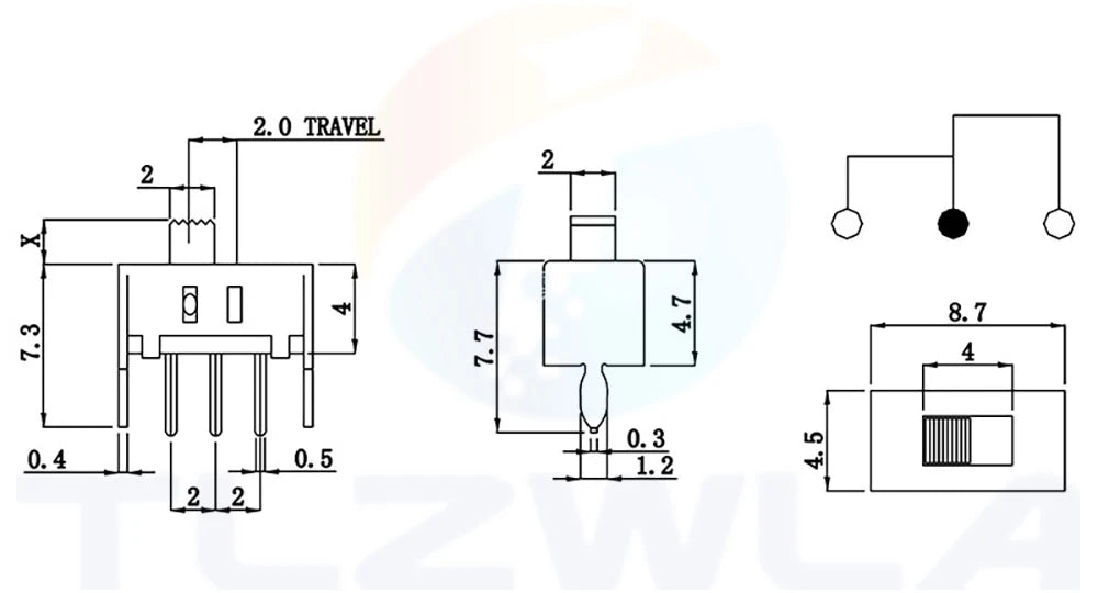 10PCS SS12D07 Mini Vertical Slide Switch 1P2T 3 Pin Toggle Switch SMD PCB DPDT Vertical Switch High Quality