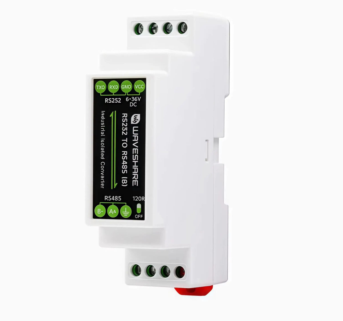 DIN-rail RS232 to RS485 serial communication converter module Active digital isolation Industrial communication