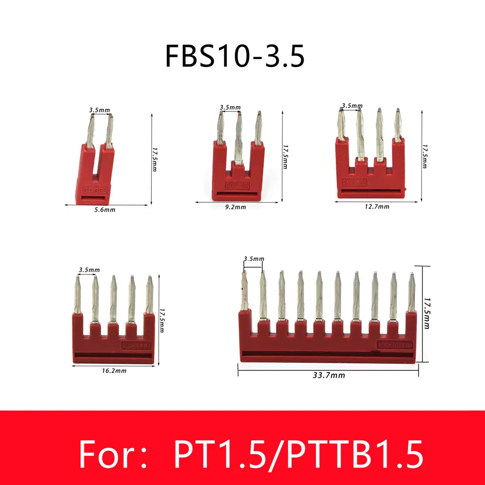 5Pcs FBS Series 3.5mm Jumper Bar DIN Rail Terminal Block Plug-in Bridge Connector for PT1.5 PTTB1.5 Terminal Accessories