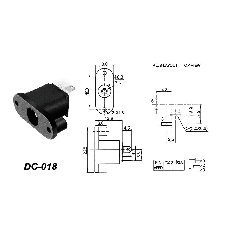 DC002/004/DC005/015 Power Socket 3.5x1.3mm 5.5x2.1mm 5.5x2.5mm DC Power Socket USB Three-Leg Direct Plug Socket Female Connector