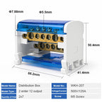 WKH-207/211/215/407/411/415 DIN Rail Distribution Block Multiple Input Output Screw Terminal Electrical Power Junction Box