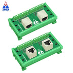 RJ45 Breakout Board 2 RJ45 Jacks and 2 *8pins Terminal Blocks DIN Rail And Panel Mounting Foot
