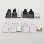 10Pcs USB 2.0 Type A 4 Pin Male Female Assembly Adapter Connector Soldering Type 5V USB-A Plug Socket Charging Data DIY Repair