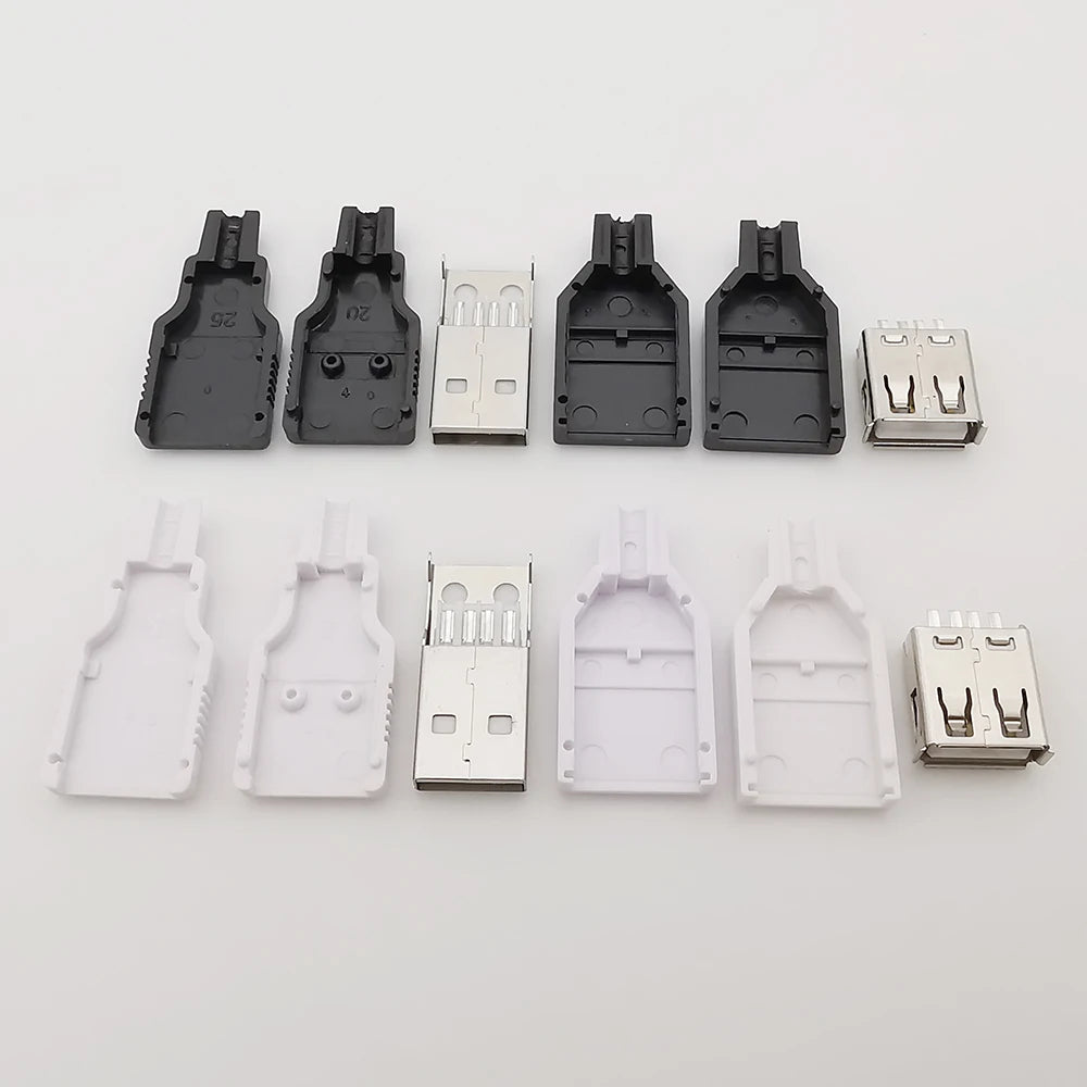 10Pcs USB 2.0 Type A 4 Pin Male Female Assembly Adapter Connector Soldering Type 5V USB-A Plug Socket Charging Data DIY Repair