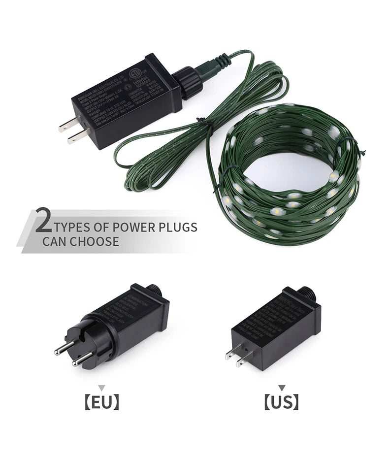 50M 100M 24V LED Christmas lights Green Wire Leather Fairy Lights String Waterproof Outdoor Garden Party Wedding Garland Decor