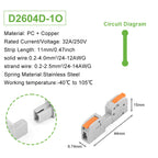5Pcs DF-2604D Mini Docking Quick Wire Connector Male Female Universal Compact Push-in Butt Conductor Terminal Block 32A 250V