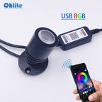 OhliteLED Smart Bluetooth APP Control RGB LED Spotlight USB 5V Adjustable Colour Mini Ceiling Spotlight 1W 3W Black White Silver