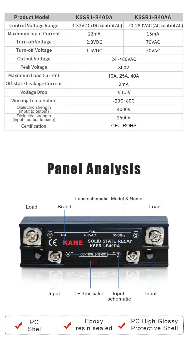 Slim DIN Rail Mount Single Phase Solid State Relay SSR Relay Module with Heatsink 10A 25A 40A