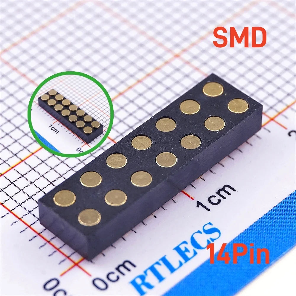 5Pcs Target PAD Connector 2.54 Grid 4 6 8 10 12 14 16 20 Pole Female Spring Pogo Pin Header Socket Power Charge DIP SMD Dual Row