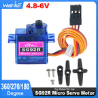 SG92R Micro Servo Motor 4.8-6V 360/270/180 Degree Continuous Rotation Controllable Angle for Robot RC Drone Aircraft Model 9g