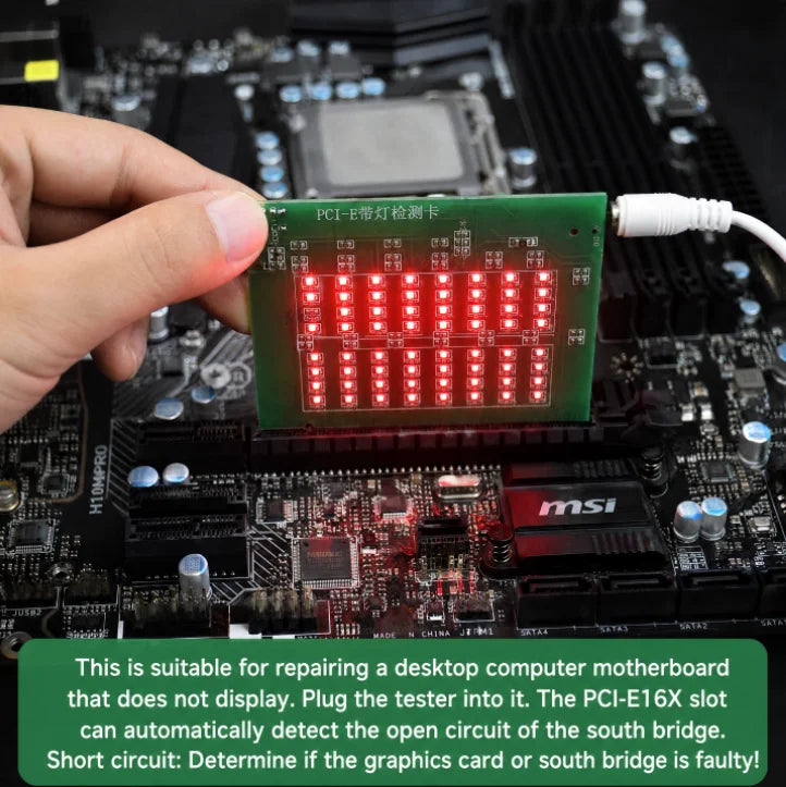 PCI-E 16X PCI Express Slot Tester Card for Motherboard,PCI-E Light Tester,Detect South Bridge Short Circuit & Open Circuit Fault