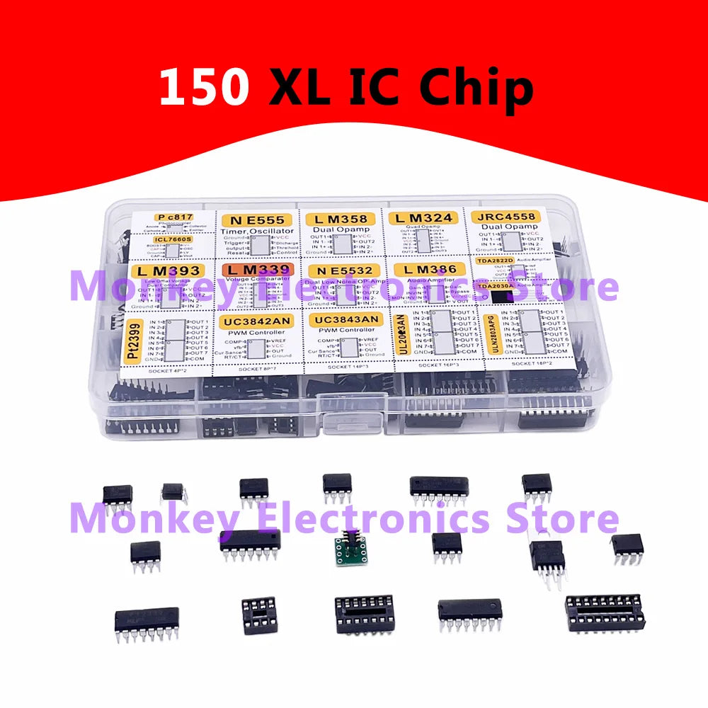 150pcs Integrated IC Circuits Chips Boxed PC817 ICL7660 NE555 LM358 JRC4558 LM393 LM339 Repair Appliances Send Clip Send Adapter
