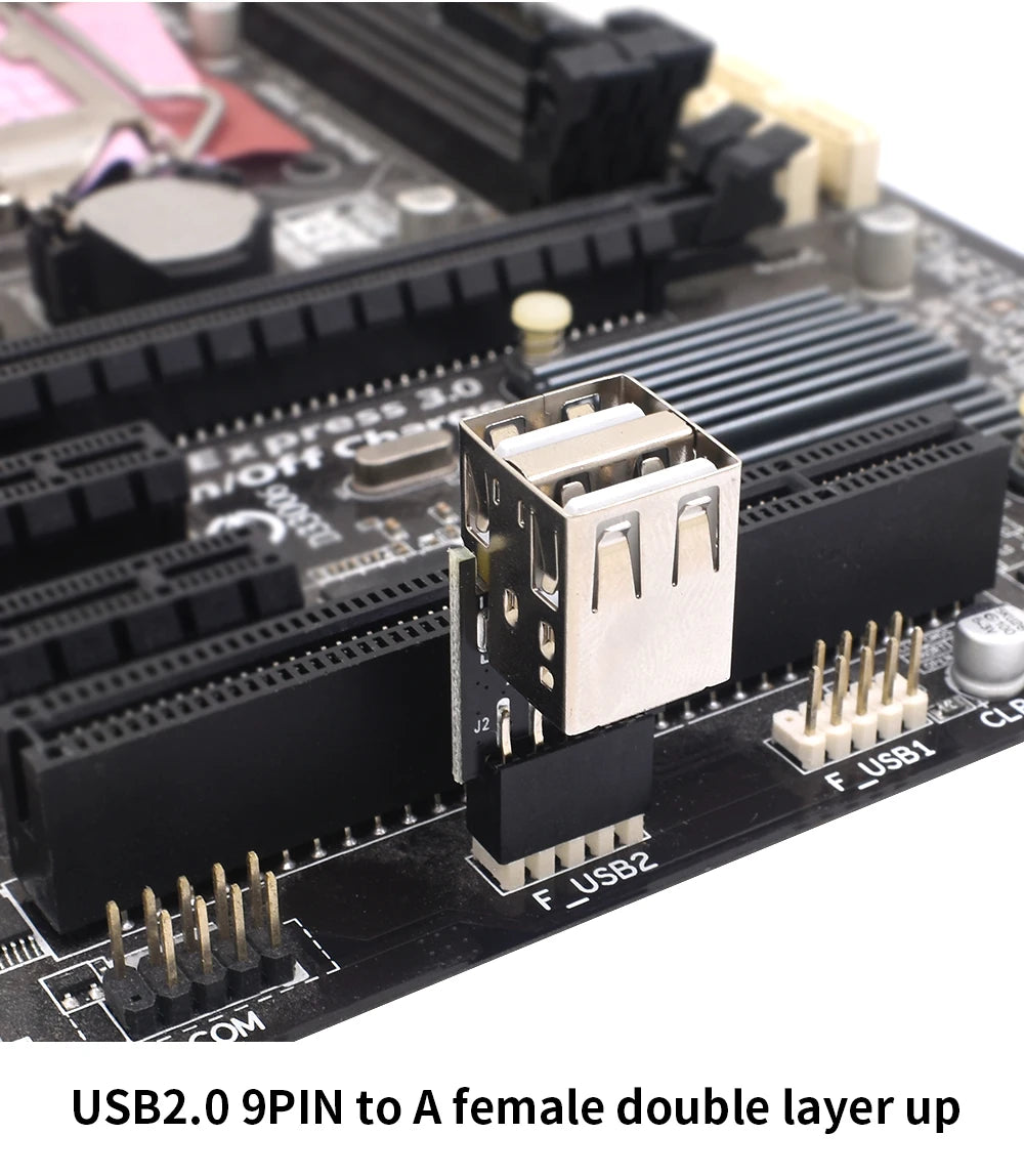 TISHRIC 9Pin To 2 Ports USB 2.0 Expansion Card USB 2.0 Motherboard Header 9pin to 2 Ports USB 2.0 Dual USB A 9 Pin Female Adapt