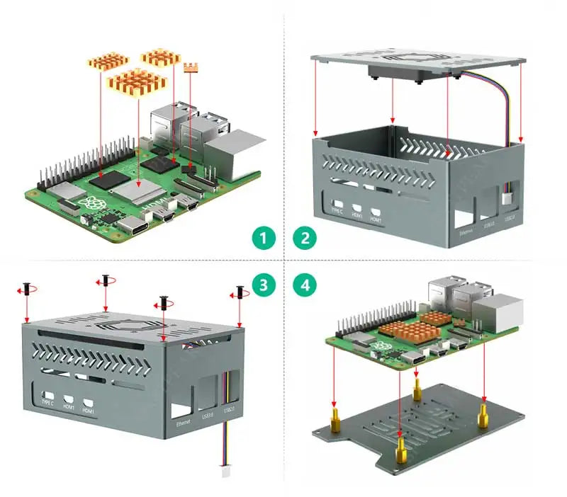 Raspberry Pi 5 Aluminum Metal Case With Cooler PWM Fan And Pure Copper Heatsink Big Space For Pi5 Extra PCIe Expansion Board