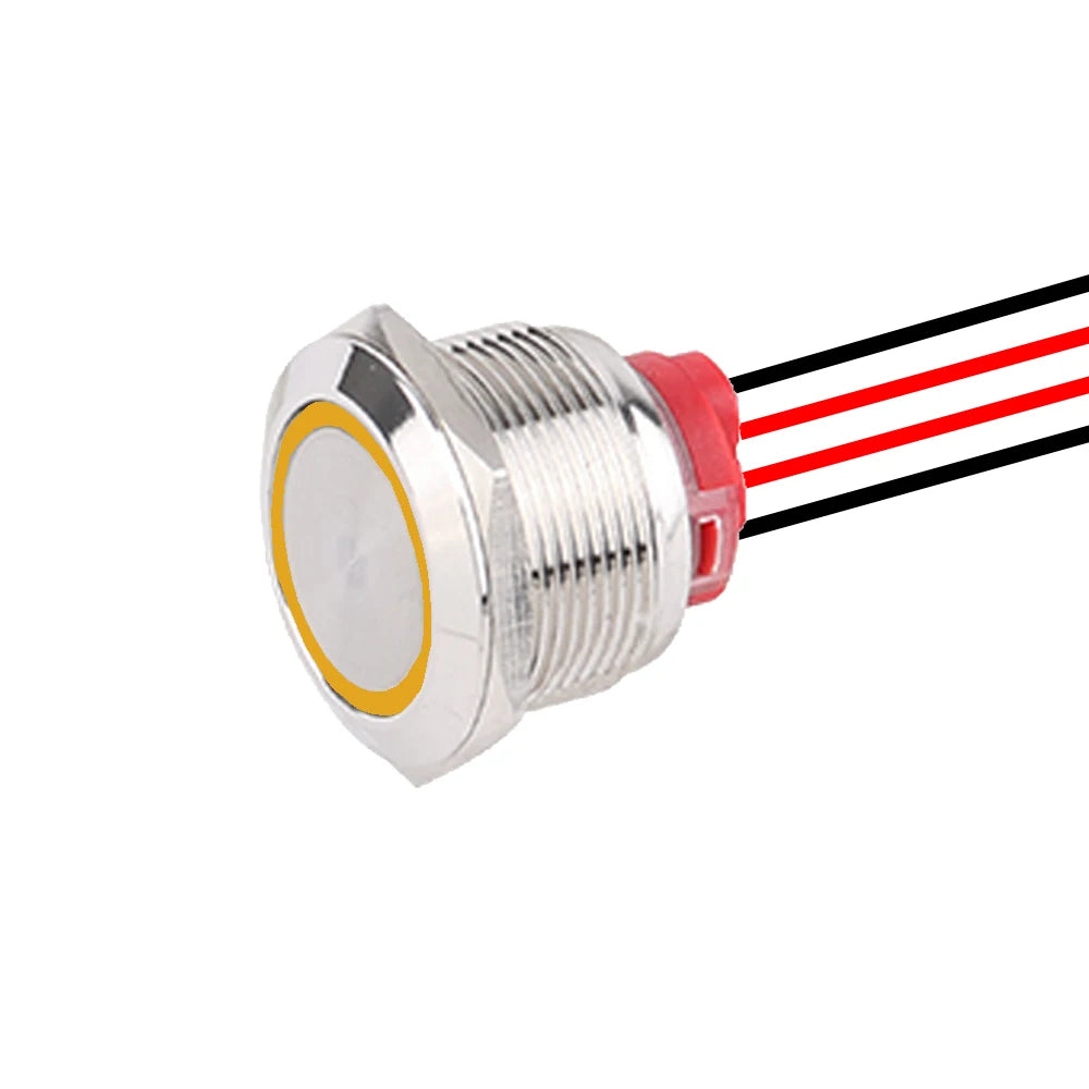 1 pc 22mm19mm16mm Waterproof Metal Push Button Switches With 4 Wires 165mm 1NO Red Green Blue 12-24V High Momentary latching