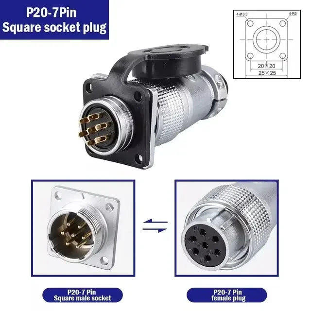 PLS20 Aviation Connector WS20 TP20 Opening Diameter 20mm 2/3/4/5/6/7/8/9/10/12 Pin Male Female Aviation Plug Aviation Socket