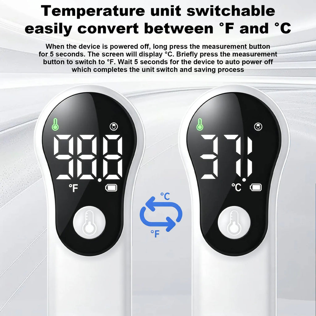 Forehead Thermometer for Adults and Kids, Digital Baby Thermometer | 1s Fast Accurate Reading, 3 Color Fever Alarm, Forehead & Object Mode, Non Contact, Battery Included