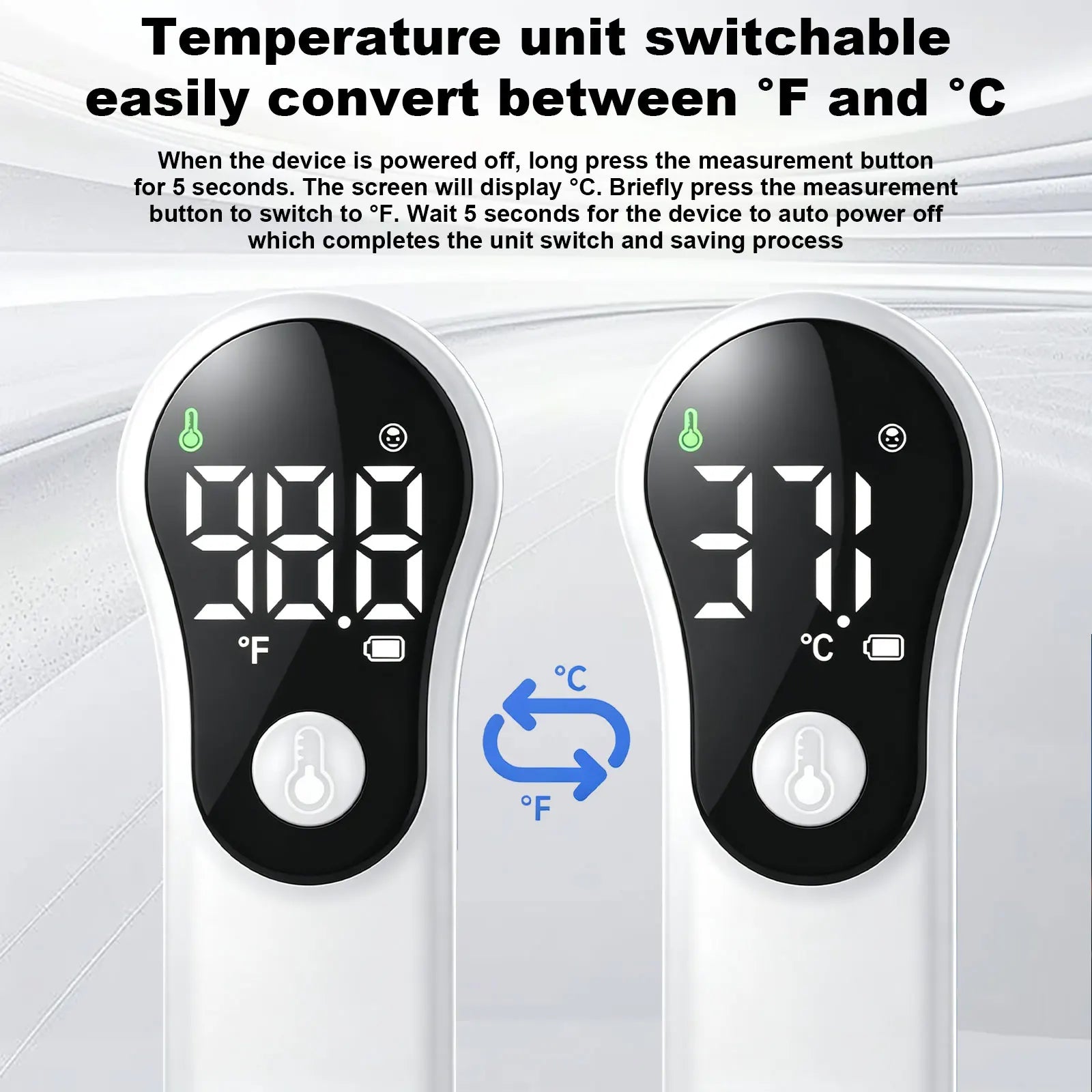 Forehead Thermometer for Adults and Kids, Digital Baby Thermometer | 1s Fast Accurate Reading, 3 Color Fever Alarm, Forehead & Object Mode, Non Contact, Battery Included