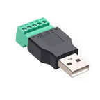 USB 2.0 Type Connector with 5 Pin Screw Terminal, Solderless Male Female USB Plug Socket for Computer TV Phone Keyboard Mouse