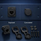 3-1PCS RJ45 Cat6 Panel Mount Adapter Female-to-Female Ethernet Pass-Through Connector RJ45 Shielded D-Type Ethernet Bulkhead