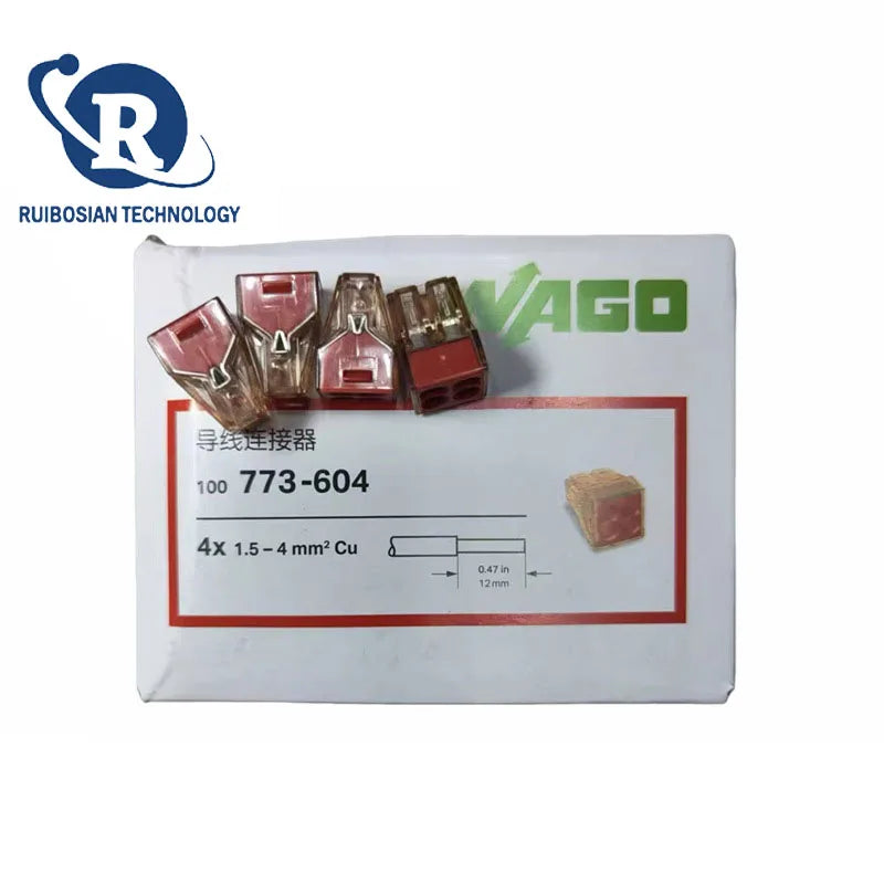 100PCS WAGO Terminal 773-604 plug-in 1.5-4 square fast wire parallel distribution connector