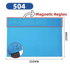 Magnetic Mat Silicone Work Mat Soldering Station Mat Heat Resistant 932°F Anti-Static for Electronic Phone Laptop Watch Repair