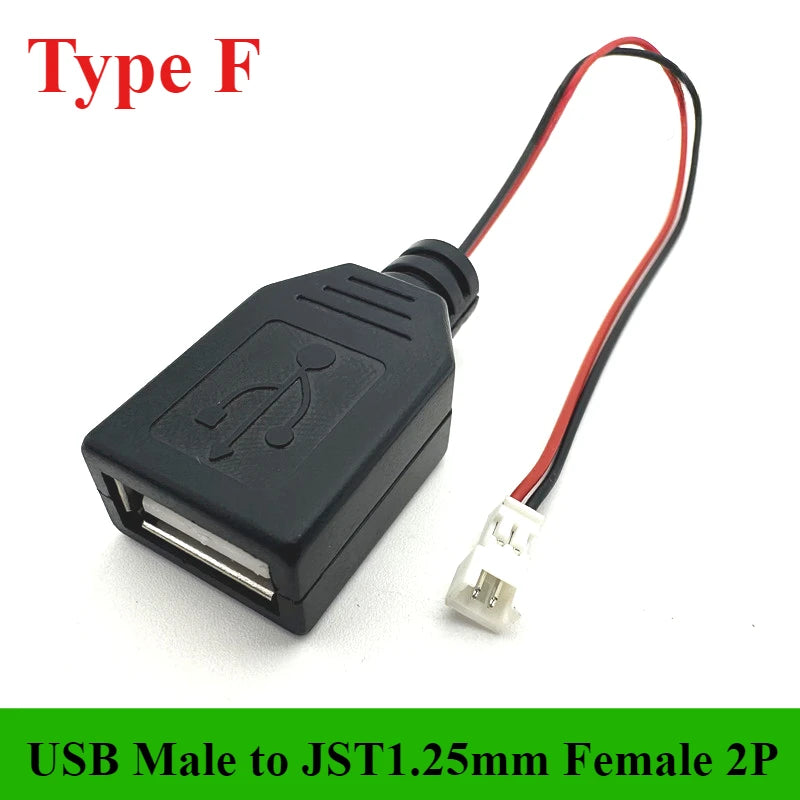 1/5/10Pcs/lot USB Male/Female to XH2.54 /PH2.0/1.25mm Female Plug adapter cable  2P 26AWG 20CM Toy Fan drone connector cable