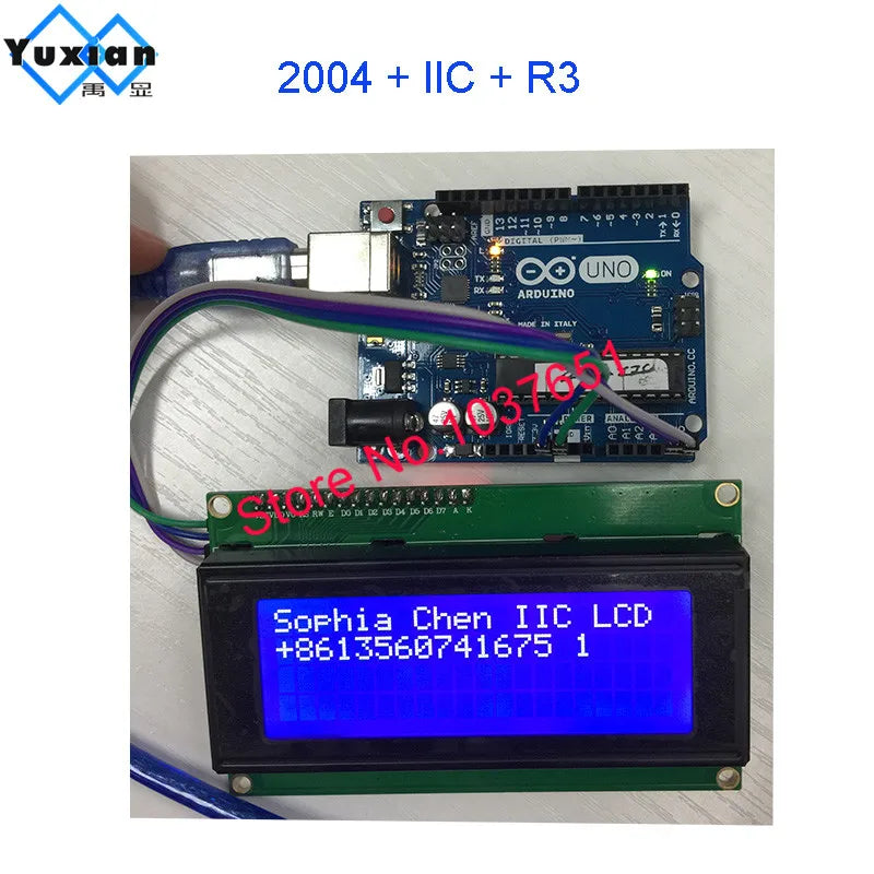2004A 20x4 IIC I2C LCD Display Blue White Green Screen RGB Backlgiht Black Character 3.3V or 5V 98X60mm