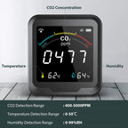 NDIR CO2 Meter Alarm Temperature Humidity Detector Indoor Air Quality Monitor Gas Analyzer with LCD Display USB Rechargeable