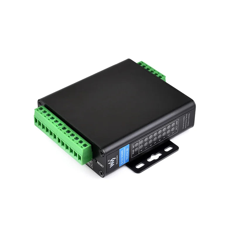 Waveshare 8-Ch RS485 to RJ45 Ethernet Serial Server, 8 Channels RS485 Independent Operation, Optional PoE Function  Rail-mount