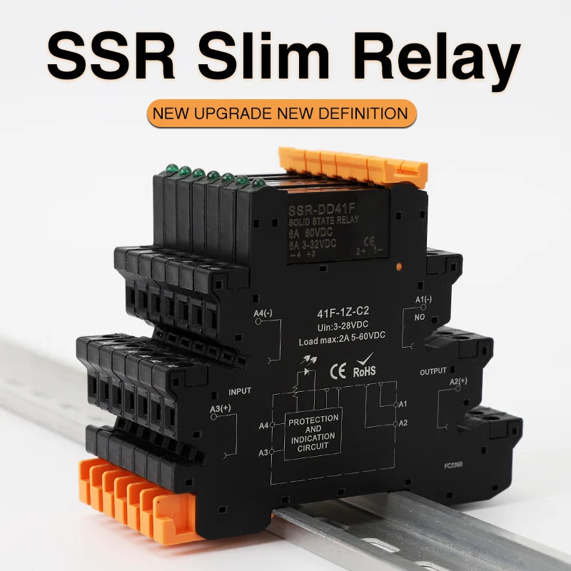 DC Control AC Slim Interface Solid State Relay Module DIN SSR Slim Relay DC Control DC 41F-1Z-C2 C4 SSR Relay DIN Rail
