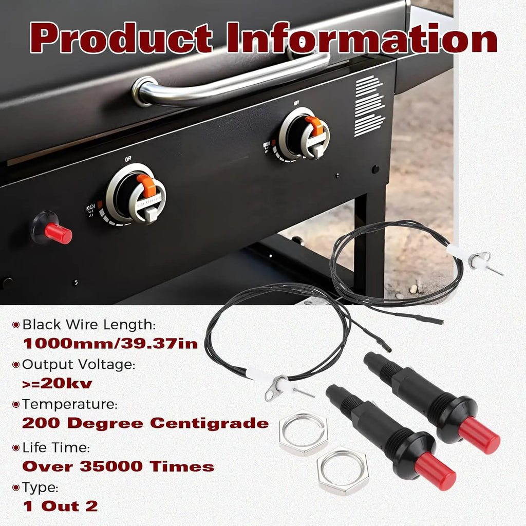 Piezo Igniter W/ Spark Ignition Propane Push Button Piezo Igniter Kit W/ Thread Ceramic Electrode Ignition Plug Type of 1 Out 2