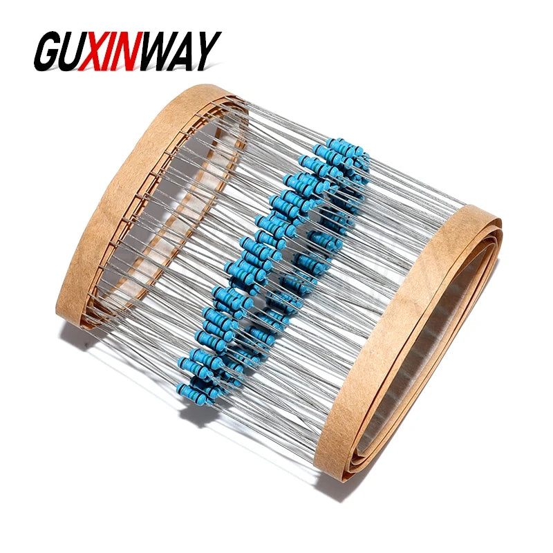 100pcs 1/4Watt Metal Film Resistors 1% 0.25W 0.1R 0.12R 0.15R 0.18R 180K 330K 470 100K 510 560 620 750 820 910K Ohm