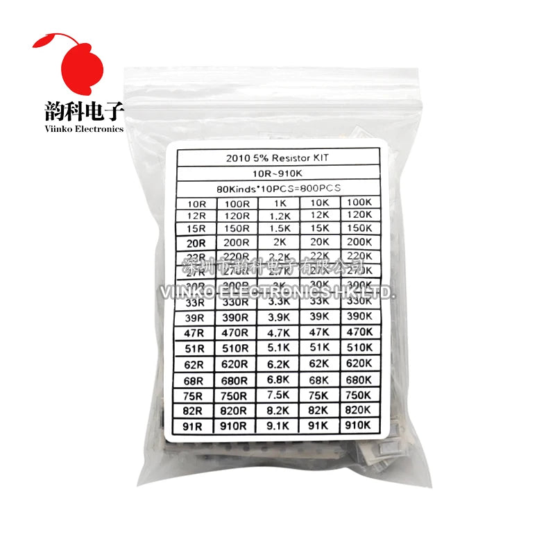 0402 0603 0805 1206 1210 2512 SMD Resistor Assorted Kit 10K 100K 1K 1R 100R 220R Resistance 1% 5% Sample Pack