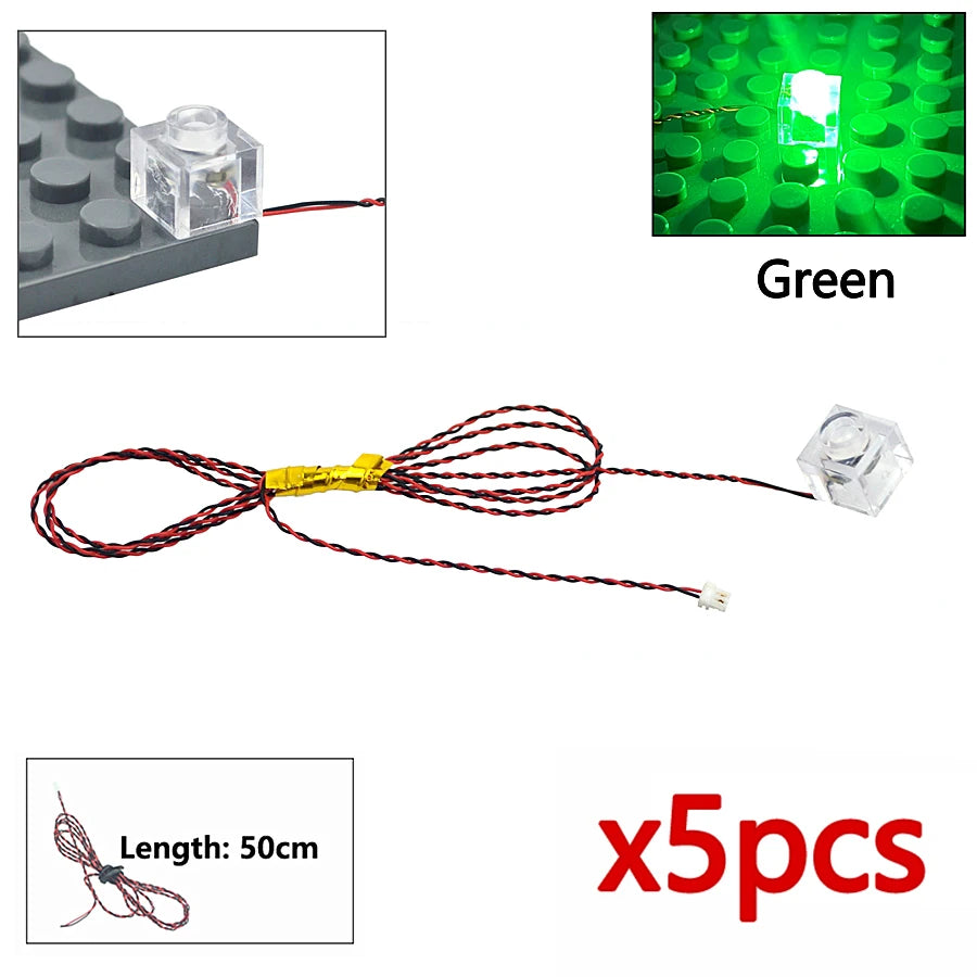 DIY 0.8mm Pin 1x1 1x2 1x4 Length 50cm SMD LED 2835  Remote Control Building Block Flash Lamp City Street Light Bricks