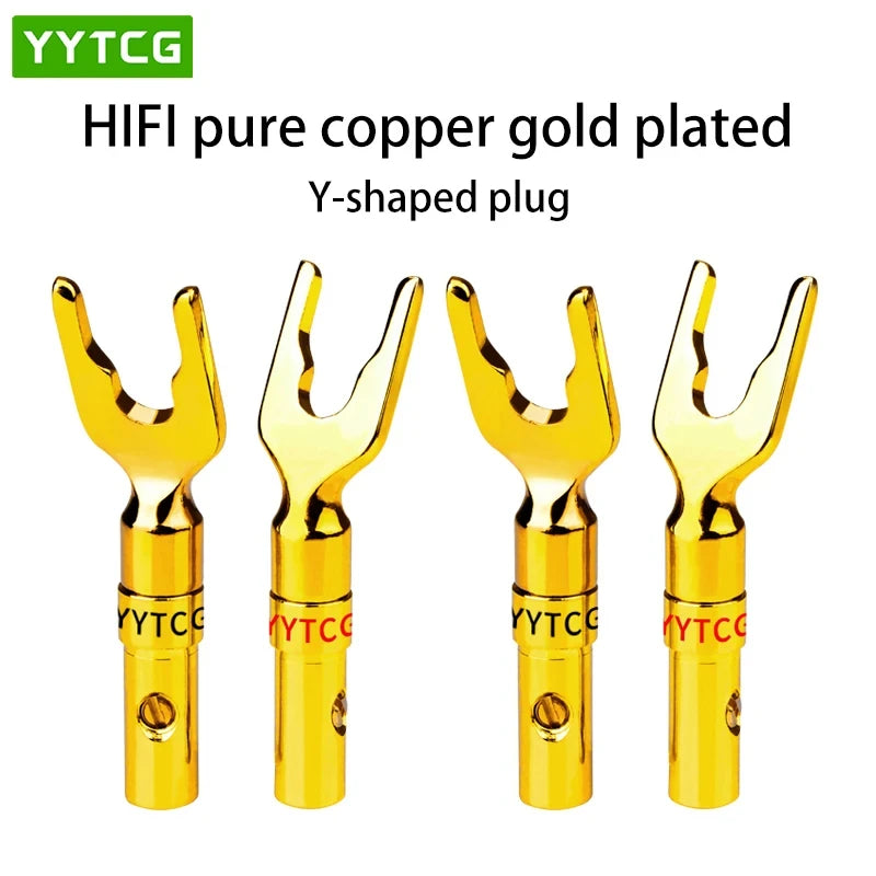 YYTCG Gold plated Banana Plug Connectors, Speaker plugs, audio screws, fork connectors, U and Y 1pcs/4pcs
