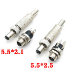5pcs 5.5x2.5mm 5.5x2.1mm DC 12V Power Jack Male Plug Female Socket Metal Connector Adapter With Thread Lock 5.5*2.1 5.5*2.5