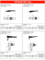 2Meters Waterproof M8 Sensor Connector, Male & Female 3/4/5/6/8 Pin, Integrated Injection Molding Industrial Cable Plug