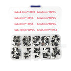 80PCS/Lot 6x6mm Right Angle Tactile Switch SMD Side Mount Push Button PCB Tact Switch with Stent 4.3-12mm with Box