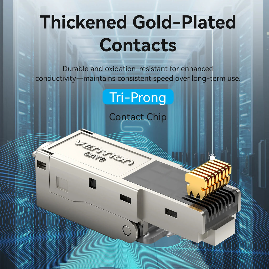 Vention NEW RJ45 Cat8 Cat7 Cat6A Connectors RJ45 Metal Tool Free Easy Termination Plug 2000MHz 40G LAN Cable Reusable Shielded