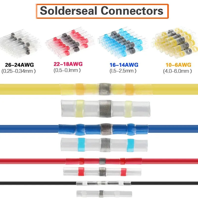 280/1200pcs Solder Sealed Wire Connectors Heat Shrink Solder Butt Connectors Solder Connector Kit Automotive Marine Insulation