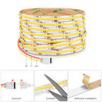 CCT 2700K-6500K Changeable Lamp Tuya Smart Home COB LED Strip Alexa Light Linear LED Tape With Dimmable WiFi LED Dimmer Switch