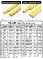 1~10m 2:1 Heat Shrink Heat Shrink Tube Yellow Diameter 0.6~80mm Wire Cable Repair Wrap Sleeving DIY Waterproof Polyolefin Tubing