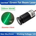 25mm 520nm 30mW Fat Thick Beam Green Diode Laser Module for Stage Lighting KTV Bar Wine Base