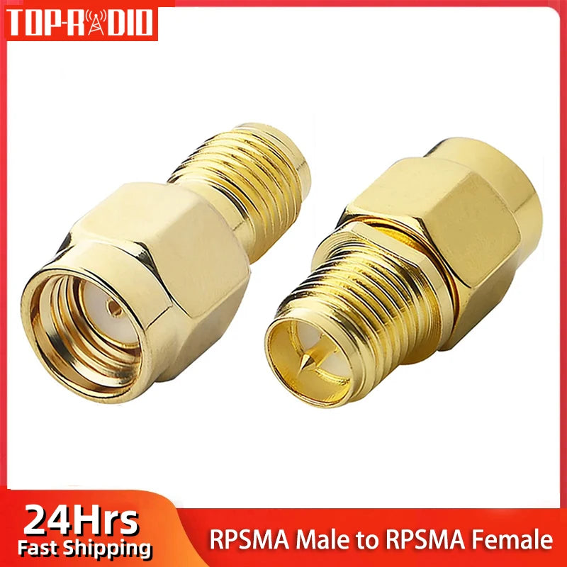 1PC RP-SMA Male to RP SMA Female Straight Threaded Connector RF Coaxial Adapter Copper Gold Plated