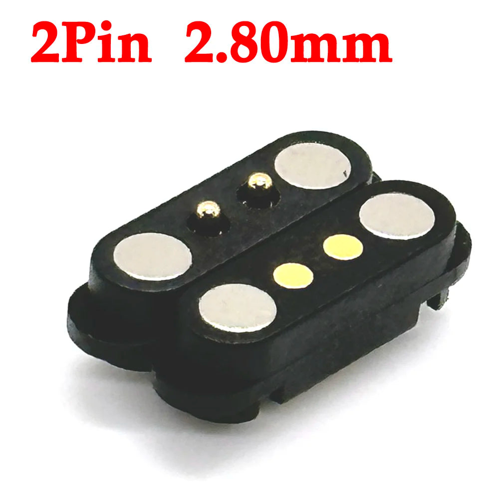 1sets 2A 2Pin DC Magnetic Pogo Pin Connector 2 Pin Pogopin Male Female Spring Loaded DC Power Socket Pitch 2.80mm