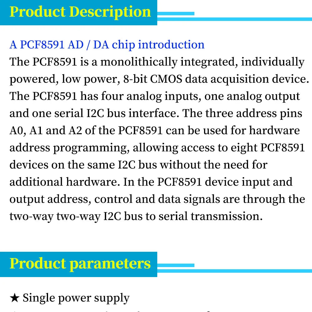 1/5/10PCS PCF8591 AD/DA Conversion of Digital Converter Module Apply to Temperature、Illumination Acquisition For Arduino