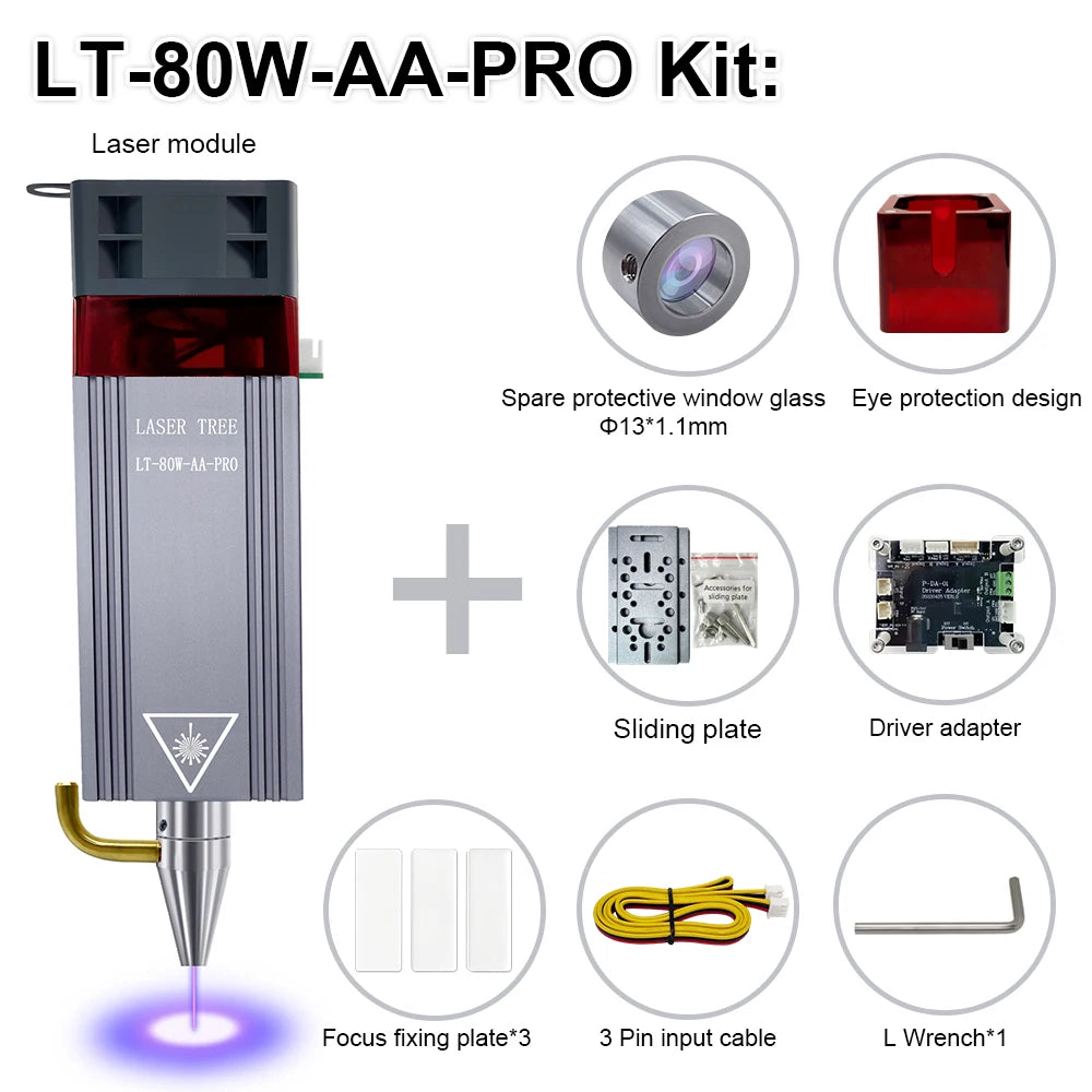 LASER TREE 20W/10W/5W/4W Laser Head For CNC Engraver Wood Cutting DIY Laser Tools 450nm TTL/ PWM Blue Light Laser Module