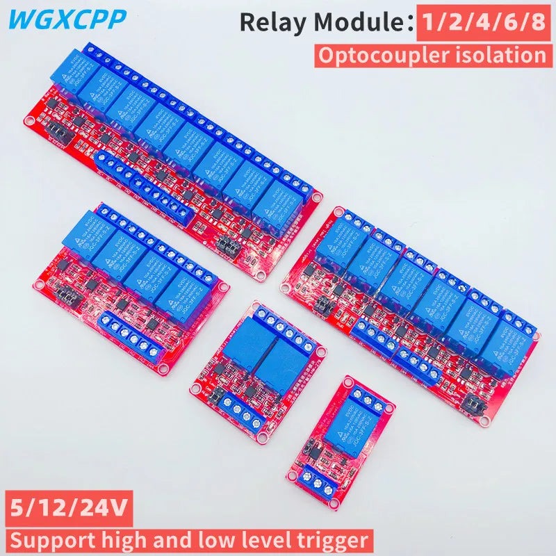 High/Low Level Trigger Relay Module,1/2/4/6/8 Channel,5V12V24V,Home Intelligent Control Module,With Optocoupler Isolation Output